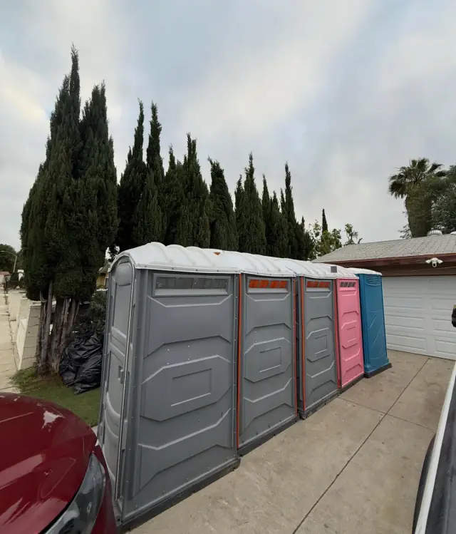 Accessible portable restroom equipment; configuration varies