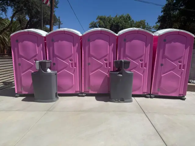 Handwashing portable restroom equipment; configuration varies