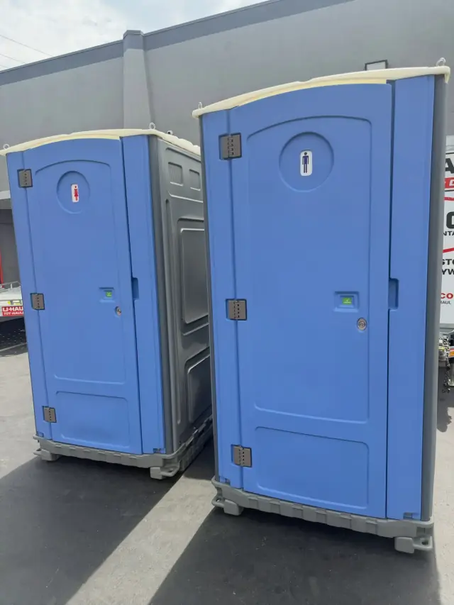 Construction portable restroom equipment; configuration varies